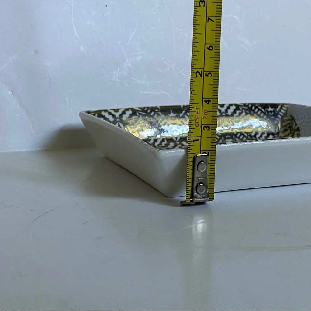 J. Crew Ceramic Trinket Dish Jewelry Organizer Silver EUC Men’s Women’s keys 5.5